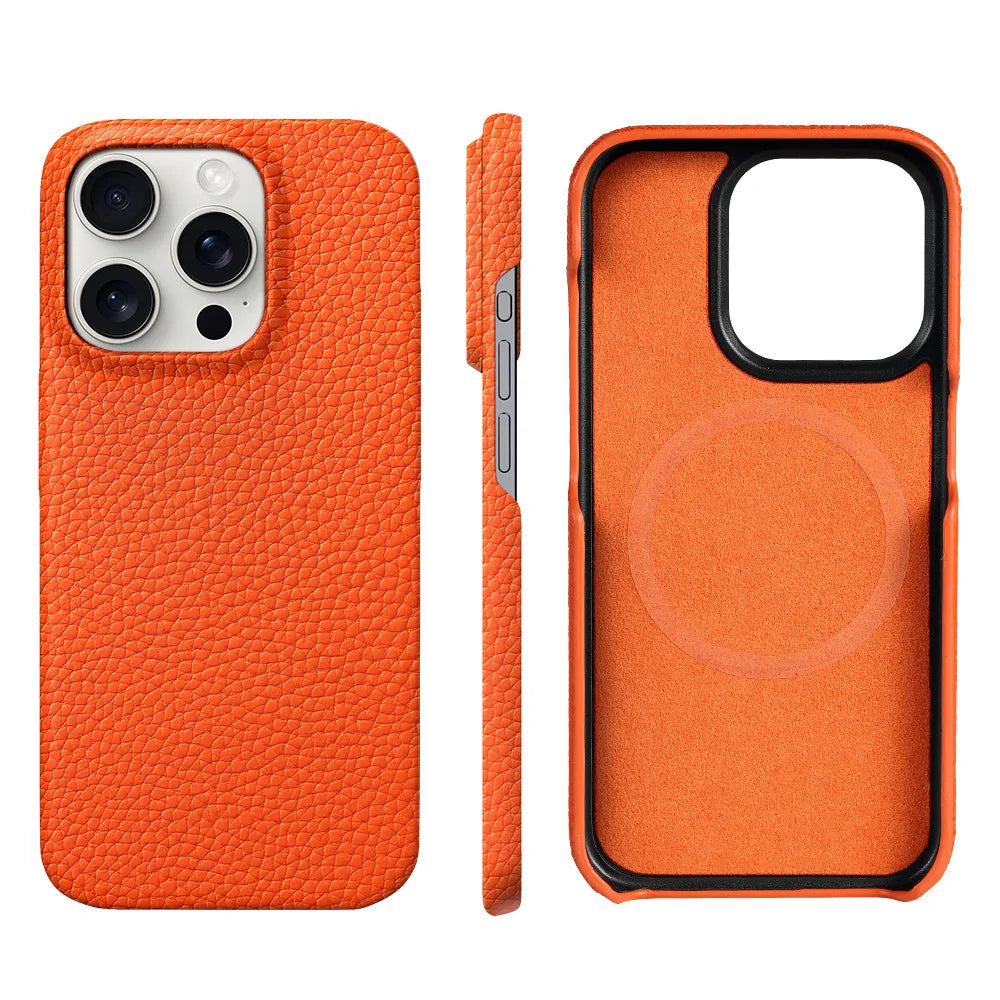 cuir orange iphone magsafe