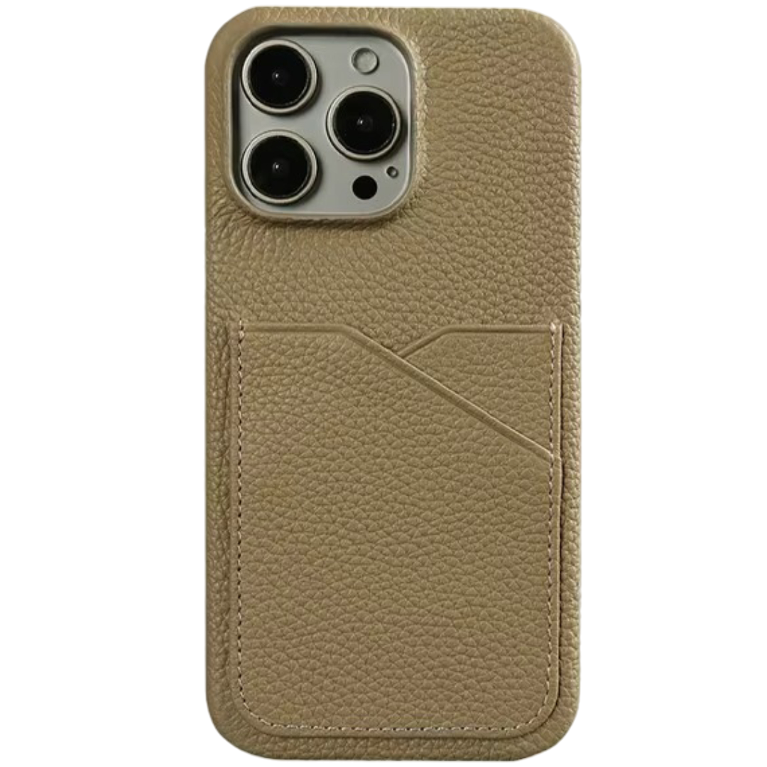 Kaki Case porte carte cuir